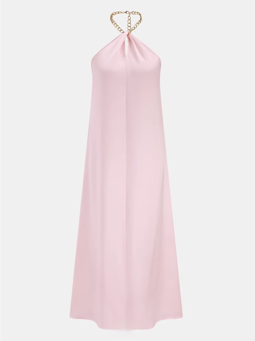 Satin Halter Maxi Dress in Light Pink